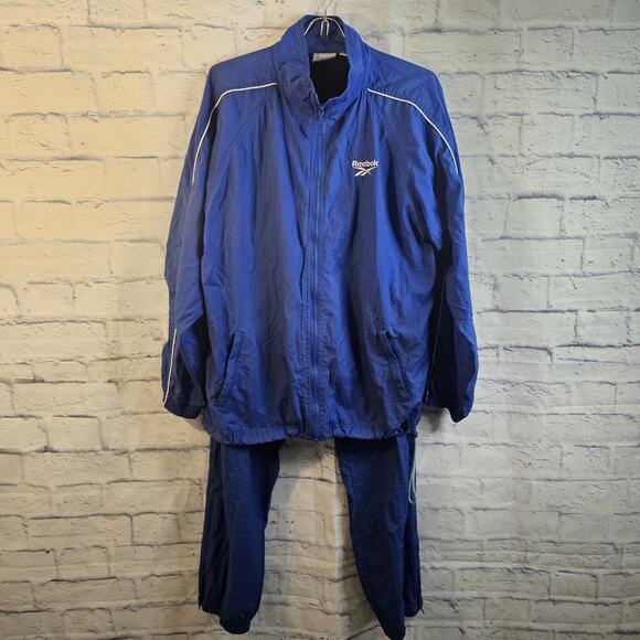 Reebok Other - Reebok 90's Y2K vintage RETRO Nylon blue white JACKET PANTS Track Suit men’s M